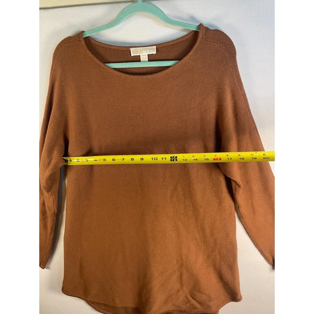 Michael Kors Cognac Brown Side Zip Tunic Sweater Gold Hardware Large